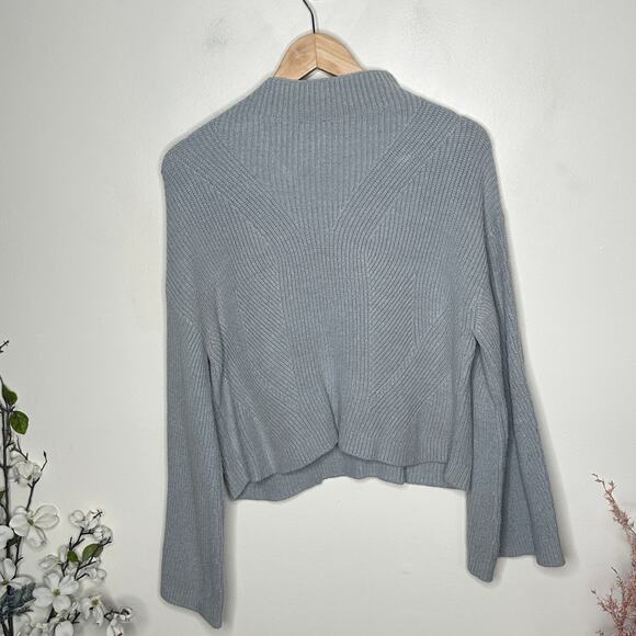 ANTHROPOLOGIE x MAEVE Katey Mock Neck Bell Sleeve Sweater Gray Sz M $118 {Y29} - Picture 4 of 7
